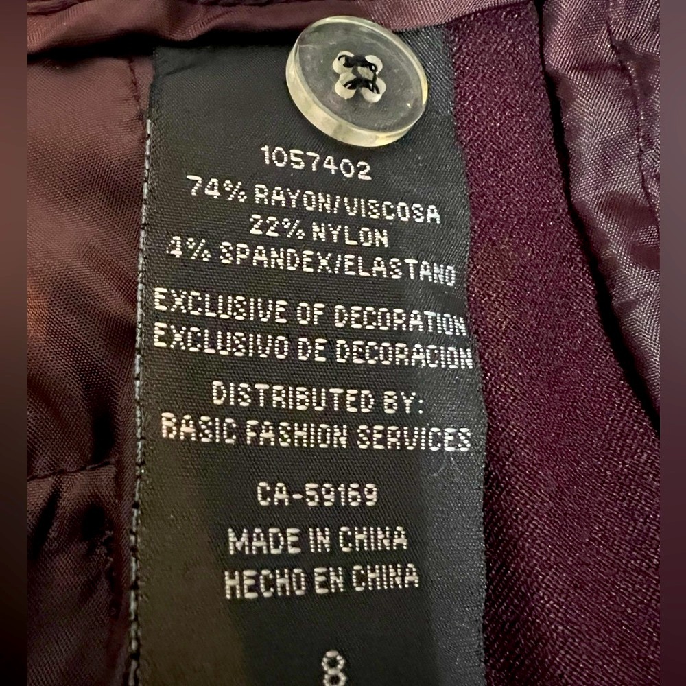 Mario Serrani Italy Women Pant. Size :8 Purple Color - Picture 7 of 10